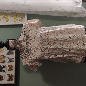 Faux collar lace top